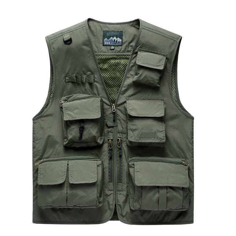 Outdoor Leisure Vest Men's New Multi-Pocket Breathable Outdoor Sports Coat High-Quality Design Leisure Vest Men Large size 5XL