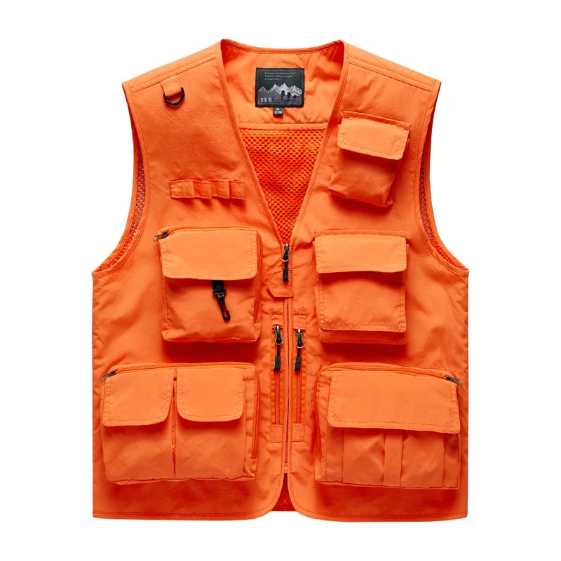 Outdoor Leisure Vest Men's New Multi-Pocket Breathable Outdoor Sports Coat High-Quality Design Leisure Vest Men Large size 5XL
