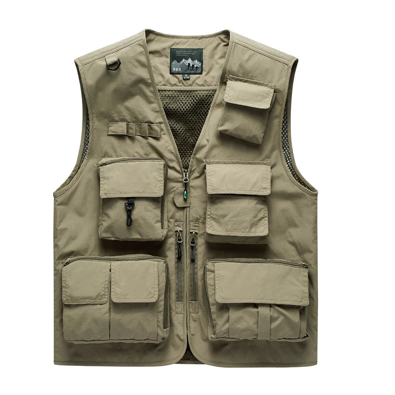 Outdoor Leisure Vest Men's New Multi-Pocket Breathable Outdoor Sports Coat High-Quality Design Leisure Vest Men Large size 5XL