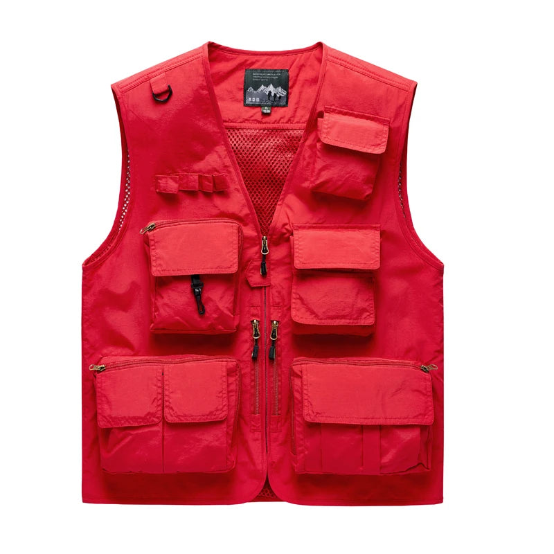 Outdoor Leisure Vest Men's New Multi-Pocket Breathable Outdoor Sports Coat High-Quality Design Leisure Vest Men Large size 5XL