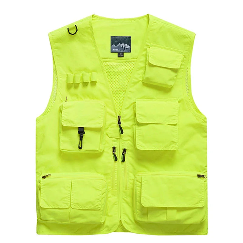 Outdoor Leisure Vest Men's New Multi-Pocket Breathable Outdoor Sports Coat High-Quality Design Leisure Vest Men Large size 5XL