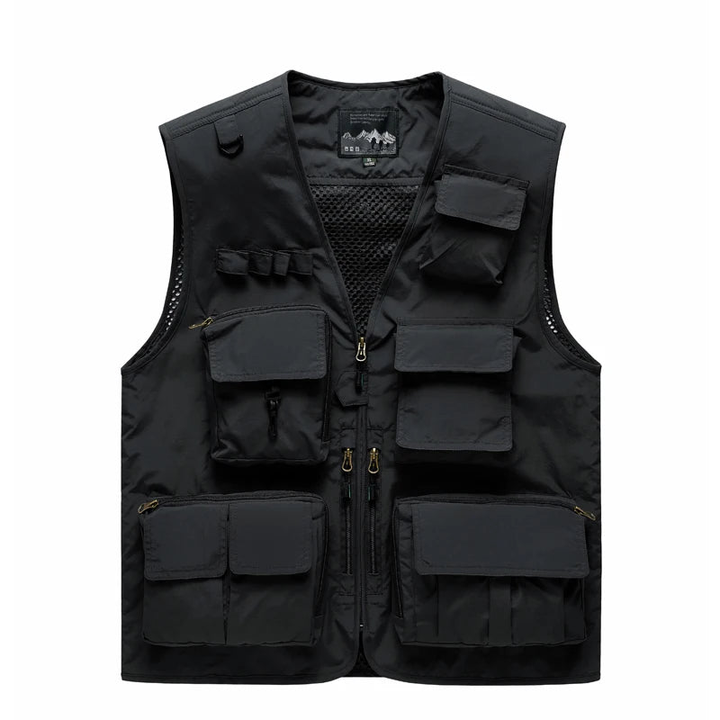 Outdoor Leisure Vest Men's New Multi-Pocket Breathable Outdoor Sports Coat High-Quality Design Leisure Vest Men Large size 5XL