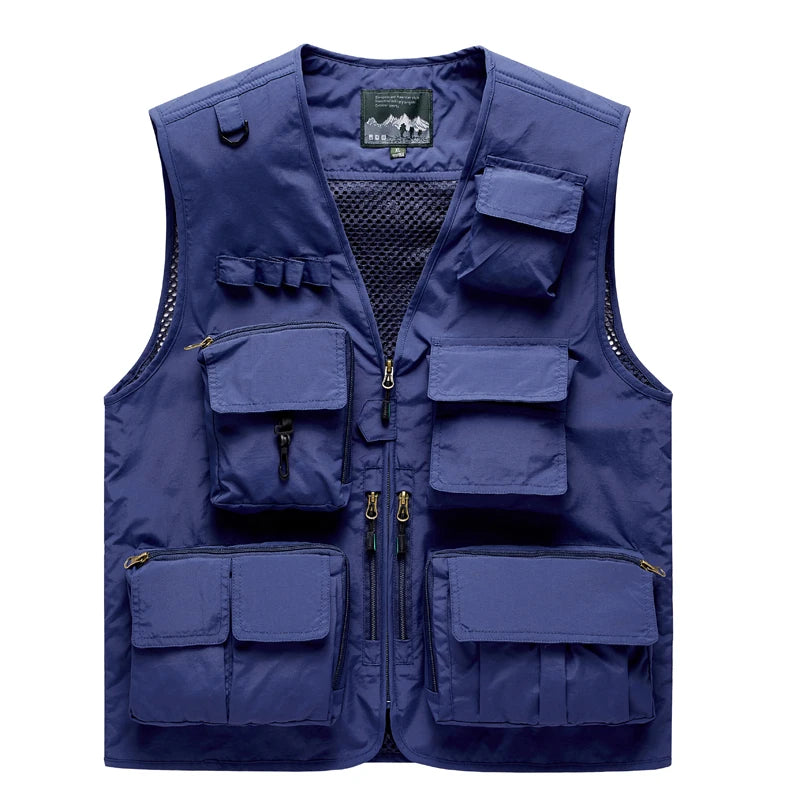 Outdoor Leisure Vest Men's New Multi-Pocket Breathable Outdoor Sports Coat High-Quality Design Leisure Vest Men Large size 5XL