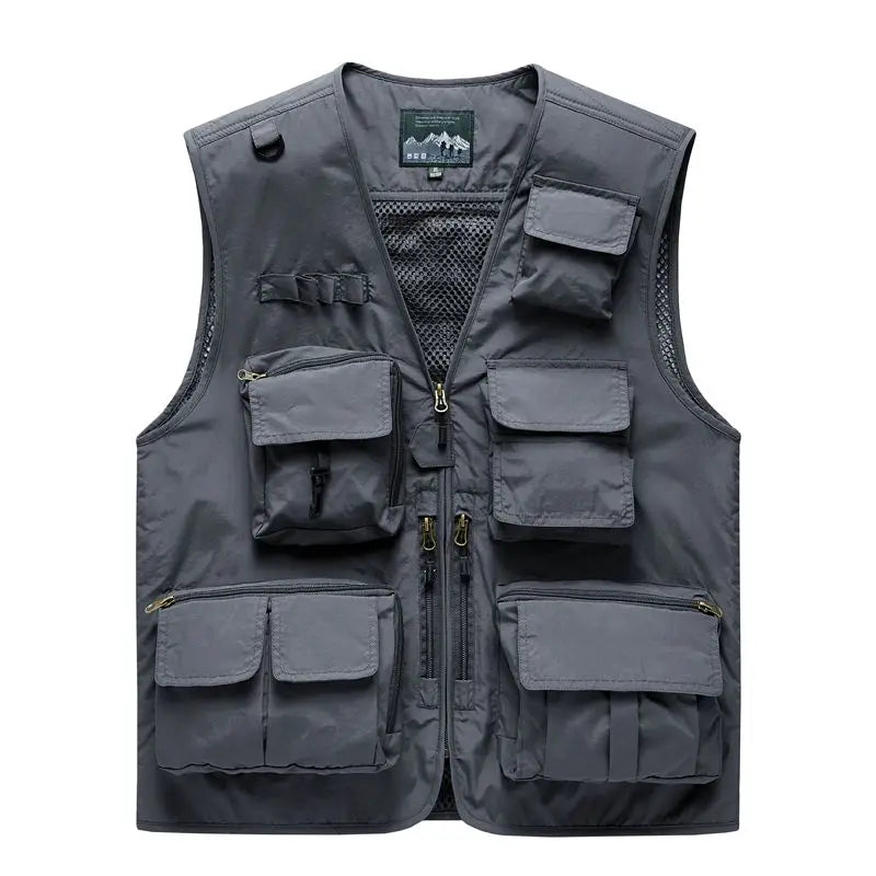 Outdoor Leisure Vest Men's New Multi-Pocket Breathable Outdoor Sports Coat High-Quality Design Leisure Vest Men Large size 5XL